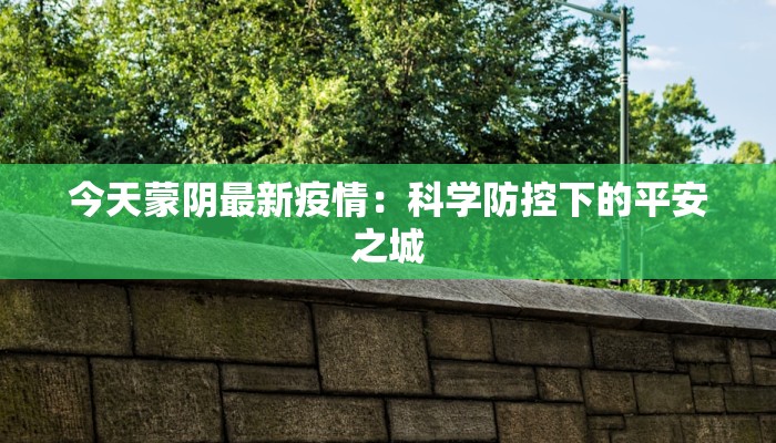 今天蒙阴最新疫情：科学防控下的平安之城