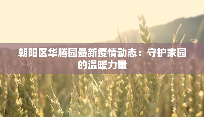朝阳区华腾园最新疫情动态：守护家园的温暖力量