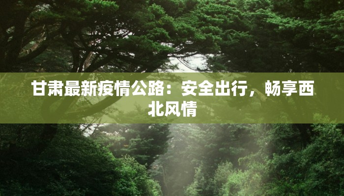 甘肃最新疫情公路：安全出行，畅享西北风情