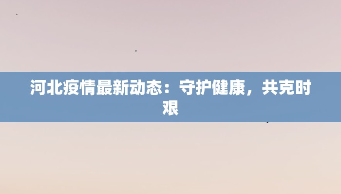 河北疫情最新动态：守护健康，共克时艰