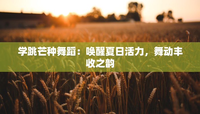 学跳芒种舞蹈：唤醒夏日活力，舞动丰收之韵