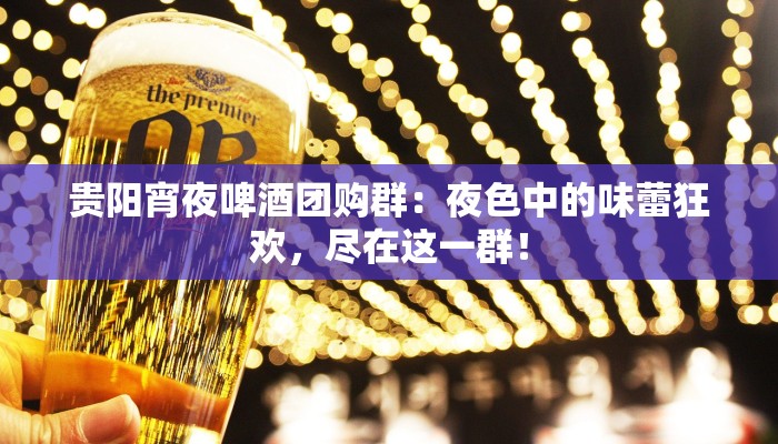 贵阳宵夜啤酒团购群：夜色中的味蕾狂欢，尽在这一群！