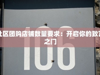 社区团购店铺数量要求：开启你的致富之门