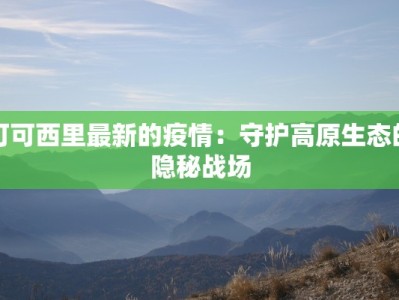 可可西里最新的疫情：守护高原生态的隐秘战场